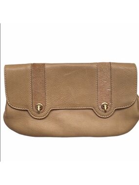 BUTI Italian Leather and Pony Hair Clutch  Shoulder Bag in beige